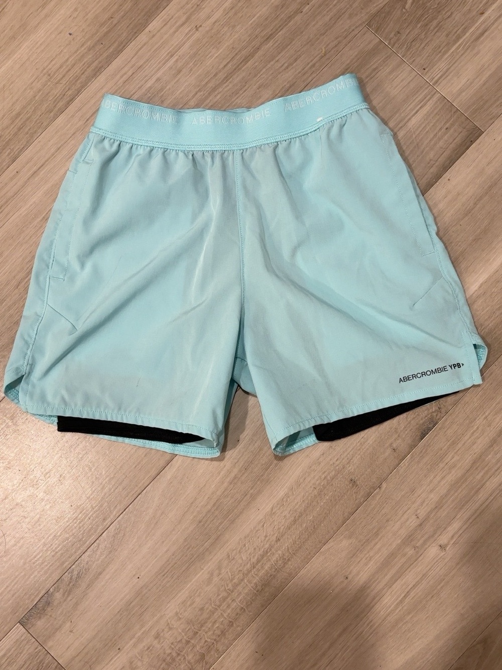abercrombie kids Aqua Athletic Shorts with Black Liner